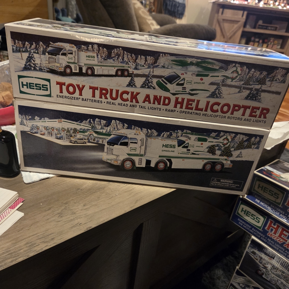 Toy Truck and Helicopter - White and Green